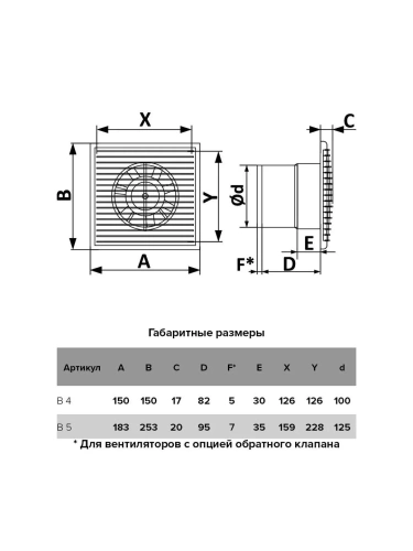 Вентилятор осевой вытяжной c антимоскитной сеткой D 100 ERA B 4S