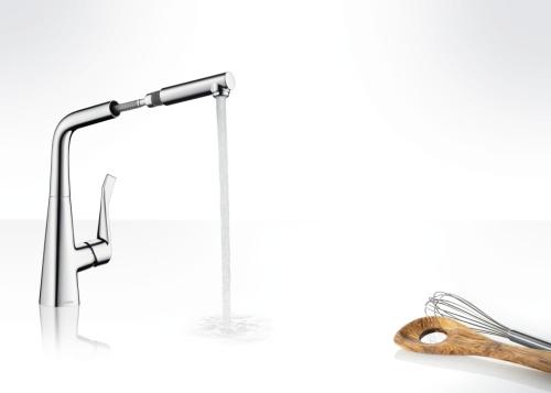Смеситель для кухни Hansgrohe Metris 14821000 хром, выдвижной излив