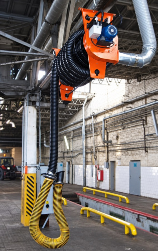 Барабанное УВГ КДУМВ с вентилятором 220В, шланг DN150, L=12 м до 150°С, механический привод