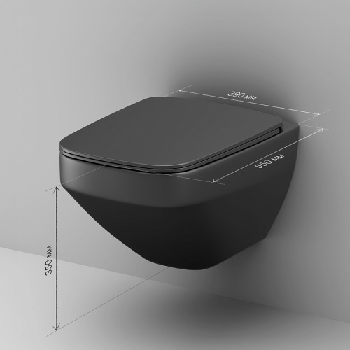Подвесной унитаз Am.Pm Inspire V2.0 C50A1700MBSC черный матовый, FlashClean безободковый с сиденьем микролифт