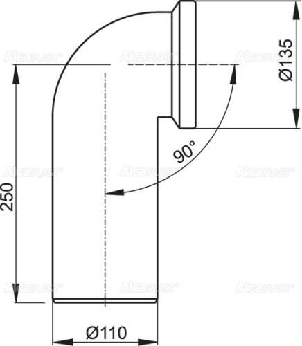 Колено Alcaplast для унитаза 90° A90-90