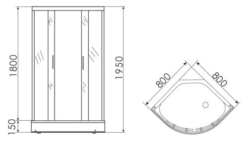 Душевой уголок 80x80 Erlit Comfort ER0508-C3 низкий поддон