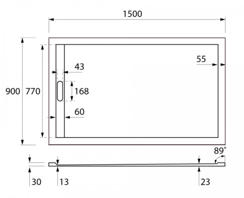 Душевой поддон 120x90 Cezares TRAY-AS-AH-120/90-30-W прямоугольный, литой мрамор