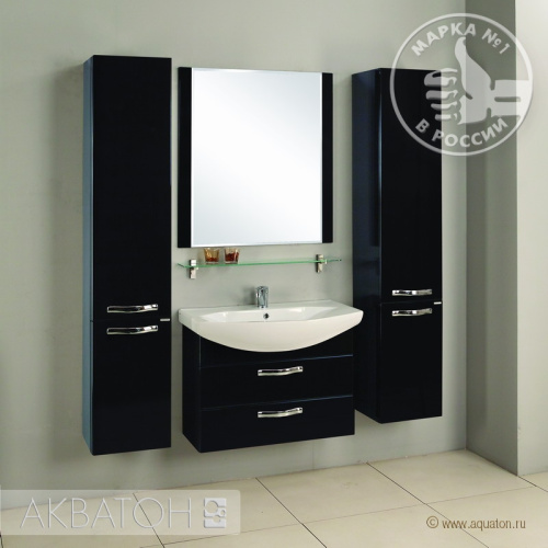 Тумба Акватон Ария 80 М черный, подвесная 1A140801AA950