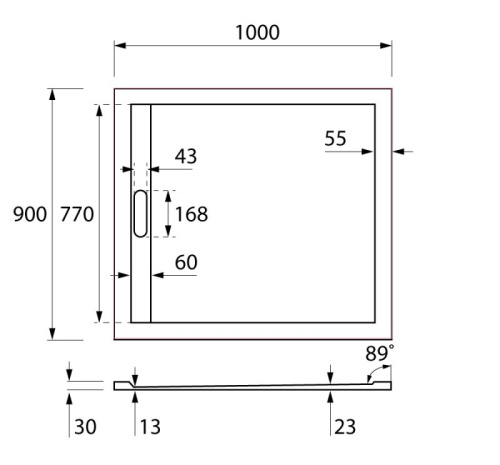 Душевой поддон 120x90 Cezares TRAY-AS-AH-120/90-30-W прямоугольный, литой мрамор