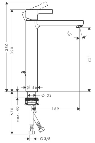 Смеситель для раковины Hansgrohe Metris S 31022000 хром, высокий, донный клапан