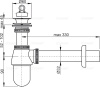 Сифон Alcaplast d 32 мм, для раковины, с водосливом 5/4", цельнометаллический A437