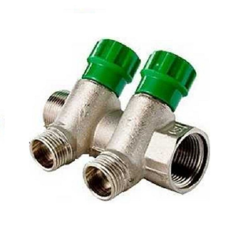 Коллектор 2 выхода Valtec 1"x1/2"Н с вентилями VTc.560.N.0602