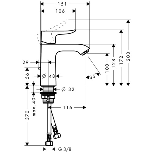 Смеситель для раковины Hansgrohe Metris 31080000 хром, донный клапан