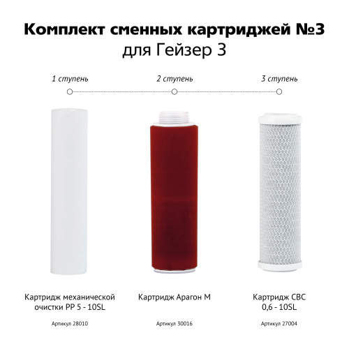 Картриджи Гейзер комплект №3 для 3ИВ люкс, мягкая вода