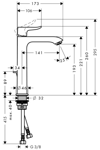 Смеситель для раковины Hansgrohe Metris 31183000 хром, высокий, донный клапан