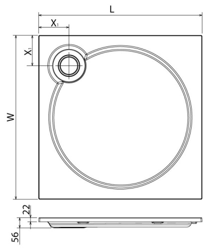 Душевой поддон 80x80 Cezares TRAY-S-A-80-56-GR серый, квадратный, литой мрамор