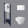 Унитаз с инсталляцией Am.Pm IS49001.501700 клавиша Pro L белый + Inspire белый, безободковый, сиденье микролифт
