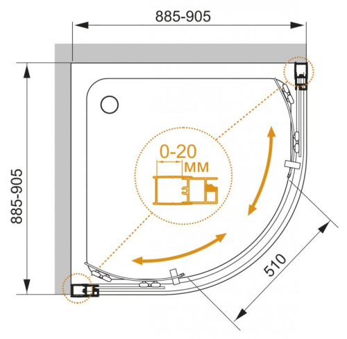 Душевой уголок 80x80 Cezares MOMENTO-R-2-80-C-Cr