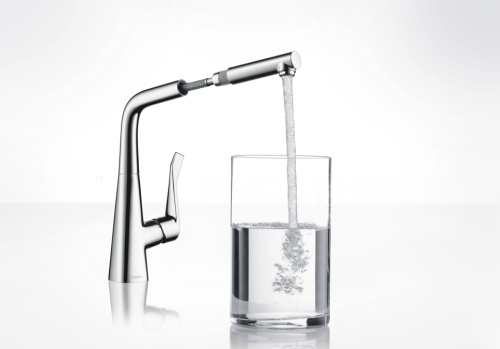 Смеситель для кухни Hansgrohe Metris 14821000 хром, выдвижной излив