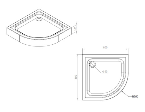 Душевой поддон 80x80 AM.PM Gem W90T-401-080W