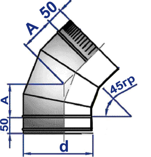 Отвод 45° D=115(0.5) нерж.430