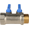 Коллектор 2 выхода STOUT 1"x1/2" с кранами, синии ручки SMB 6211 011202