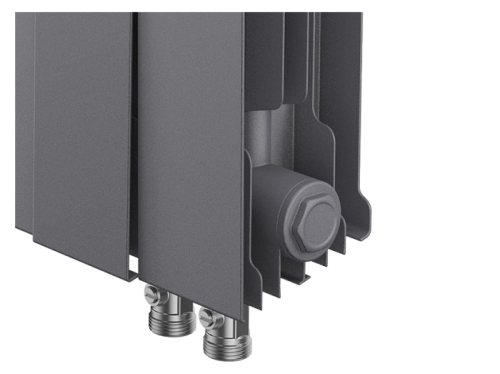 Биметаллический радиатор Royal Thermo PianoForte 300 VDR - 8 секции, нижнее справа, серебристый Silver Satin