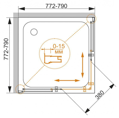 Душевой уголок 80x80 Cezares PRATICO-A-2-80-P-Cr