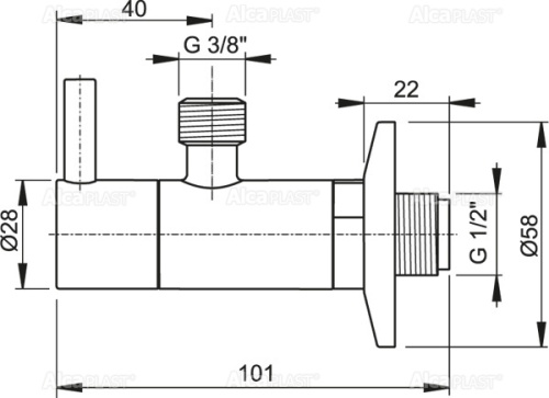 Угловой кран 1/2"x3/8" с фильтром Alcaplast ARV001