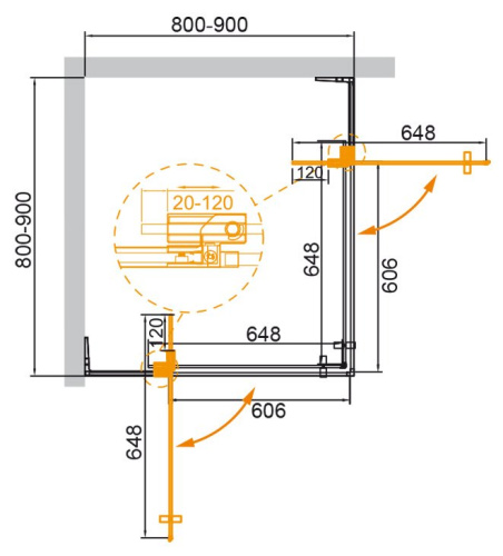 Душевой уголок 80x90 Cezares SLIDER-A-2-80/90-GRIGIO-NERO