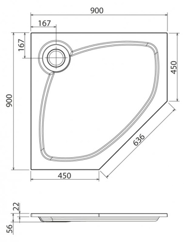 Душевой поддон 90x90 Cezares TRAY-S-P-90-56-LT латте, прямоугольный, литой мрамор