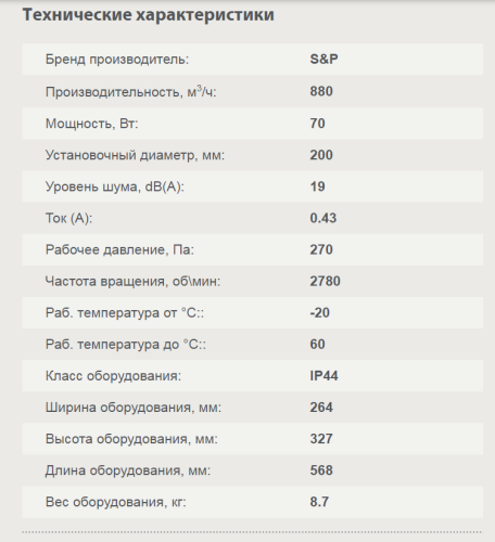 Вентилятор канальный TD-800/200 SILENT Soler & Palau