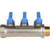 Коллектор 3 выхода STOUT 3/4"x1/2" с кранами, синии ручки SMB 6211 341203