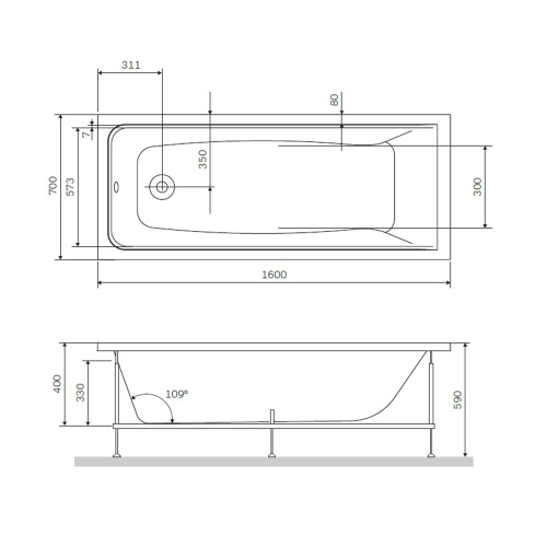 Каркас для ванны AM.MP Gem W90A-160-070W-R