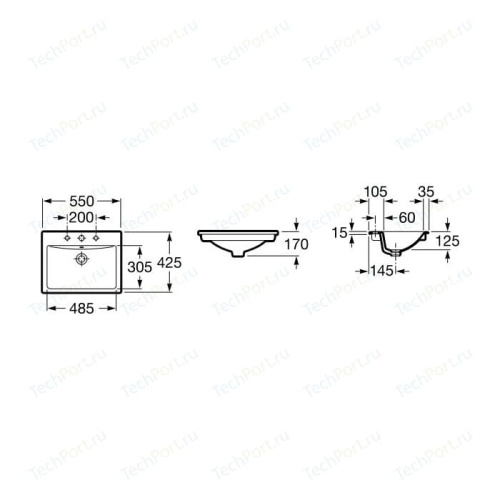 Раковина Roca Diverta 550х425 врезная сверху 32711600Y