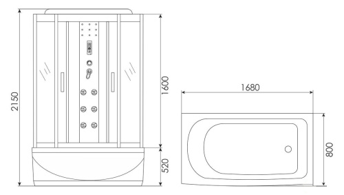 Душевой бокс 170x80 Erlit Comfort ER4517TP-C3