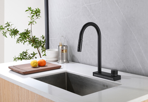 Смеситель для кухни ABBER Wasser Kreis AF8114B с выдвижной лейкой, черный матовый