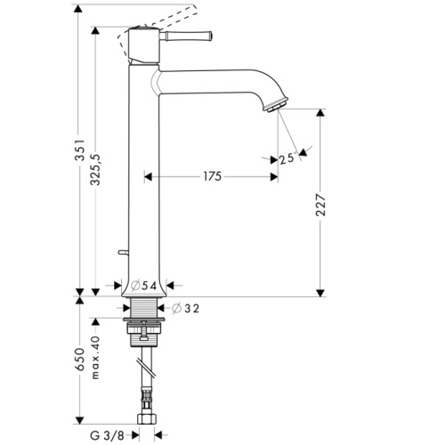Смеситель для раковины Hansgrohe Talis Classic 14116000 хром, высокий, донный клапан