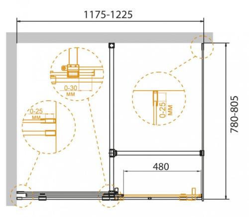 Душевой уголок 120x80 Cezares STREAM-AH-1-120/80-C-Cr