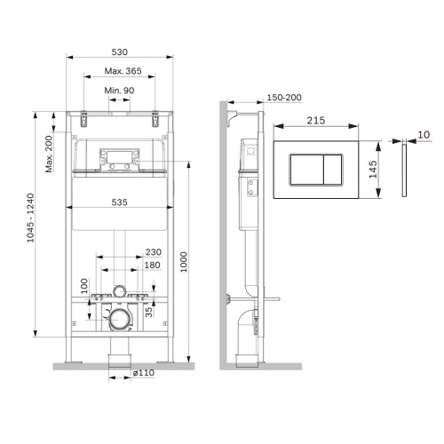 Инсталляция для унитаза Am.Pm MasterFit I012710.0238 с клавишей ProC S черный матовый