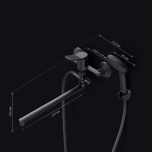 Смеситель для ванны AM.PM X-Joy F85A90122 излив 325 мм, черный
