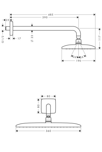 Верхний душ Hansgrohe Raindance E 360 AIR 1jet хром 27376000