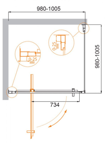 Душевой уголок 100x100 Cezares MOLVENO-A-1-100-C-Cr-IV