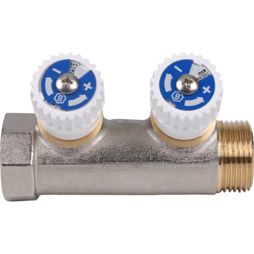 Коллектор 2 выхода STOUT 3/4"x1/2" с вентилями SMB 6851 341202