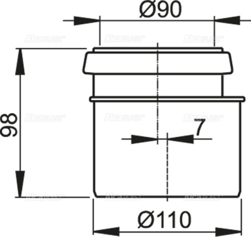Соединитель для инсталляций 90x110 Alcaplast M907