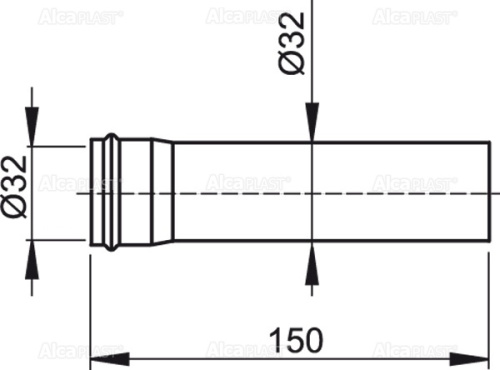 Удлинитель д/сифона 32x150мм хром, латунь Alcaplast A4000