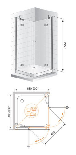Душевой уголок 120x120 Cezares VERONA-W-A-2-120-C-Cr