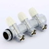 Коллектор 3 выхода Tiemme 1"x3/4"евроконус с вентилями, никелированый 1860013