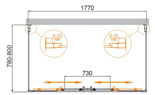 Душевой уголок 170x90 Cezares MOLVENO-AH-22-170/90-P-Cr