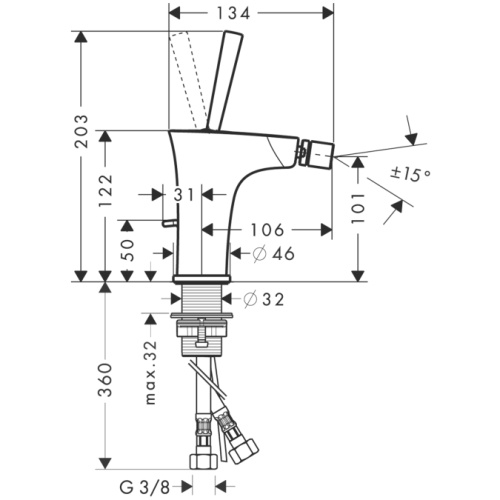 Смеситель для биде Hansgrohe PuraVida 15270000 Хром, донный клапан