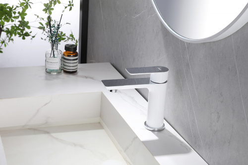 Смеситель для раковины ABBER Weiss Insel AF8010W белый-хром