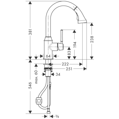 Смеситель для кухни Hansgrohe Talis Classic 14863000 хром, выдвижной излив