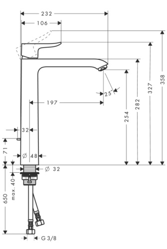 Смеситель для раковины Hansgrohe Metris 31082000 хром, высокий, донный клапан