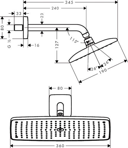 Верхний душ Hansgrohe Raindance E 360 AIR 1jet хром 27371000